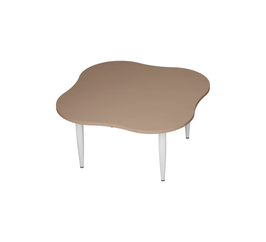 PLAYFORM 25 modulární hravé stoly, výška 520 mm, kovová podnož bílá, deska 25 mm, cappuccino